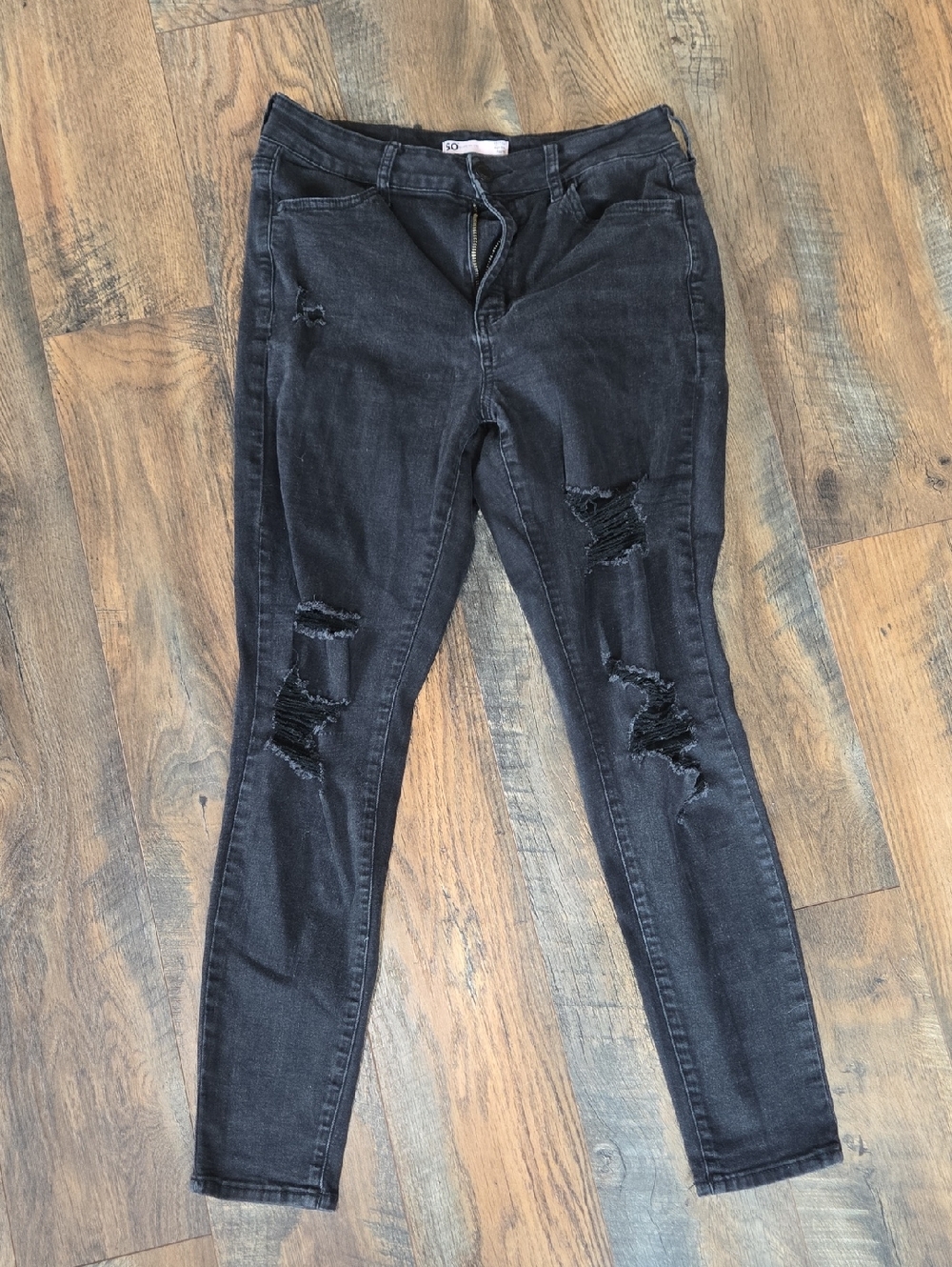 SO Black Distressed Juniors High Rise Jeggings